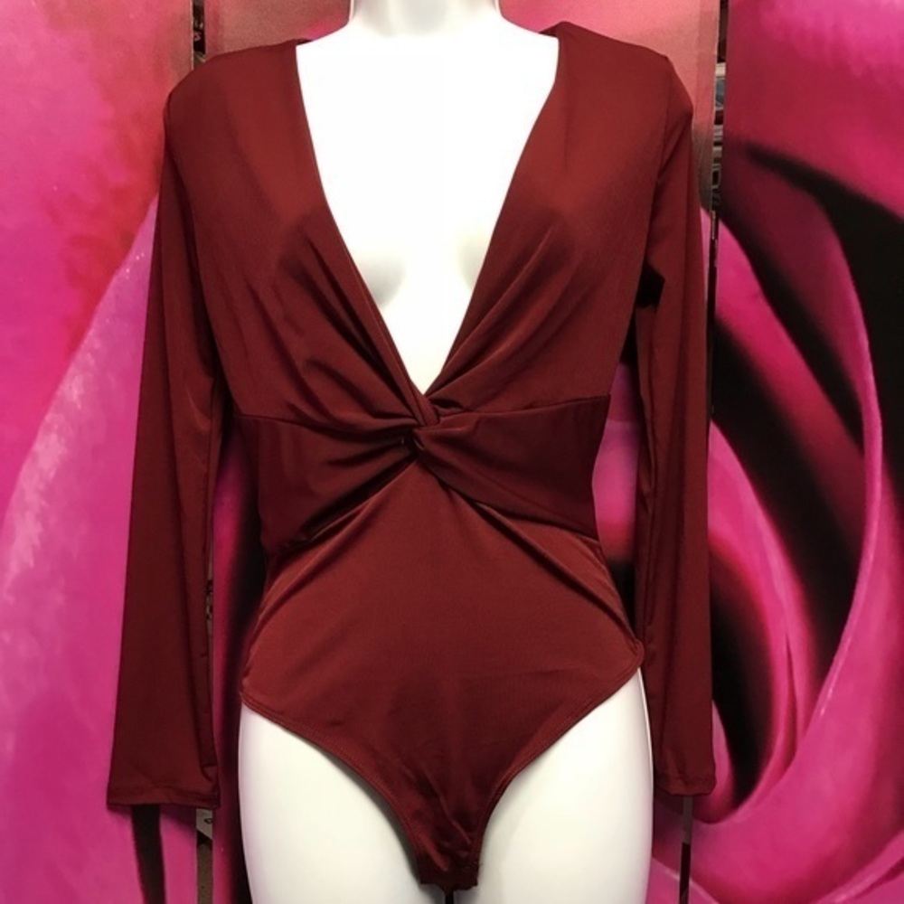 Plunging v neck body suit